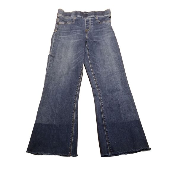 SPANX Denim - Spanx Flare Jeans Women's Size S Cropped Dipped Raw Hem Stretch (27x25.5) 20231R